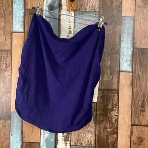 A new day navy strapless soft scrunchy side top